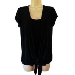 Chico’s Travelers 1  Black Layered Look Slinky Knit Top Blouse Woman Size 8